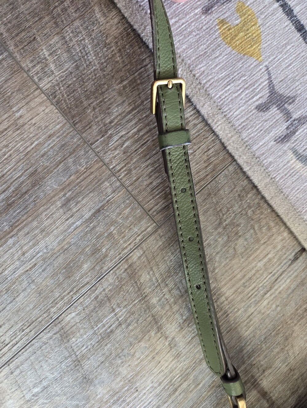 FOSSIL TURN LOCK CROSSBODY PURSE LEATHER OLIVE/ BRASS - Picture 11 of 16